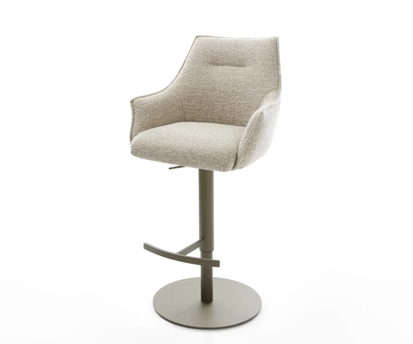 Barstuhl Alja-Flex Webstoff Soft Beige Drehfuß höhenverstellbar Metall Titanfarben Taschenfederkern