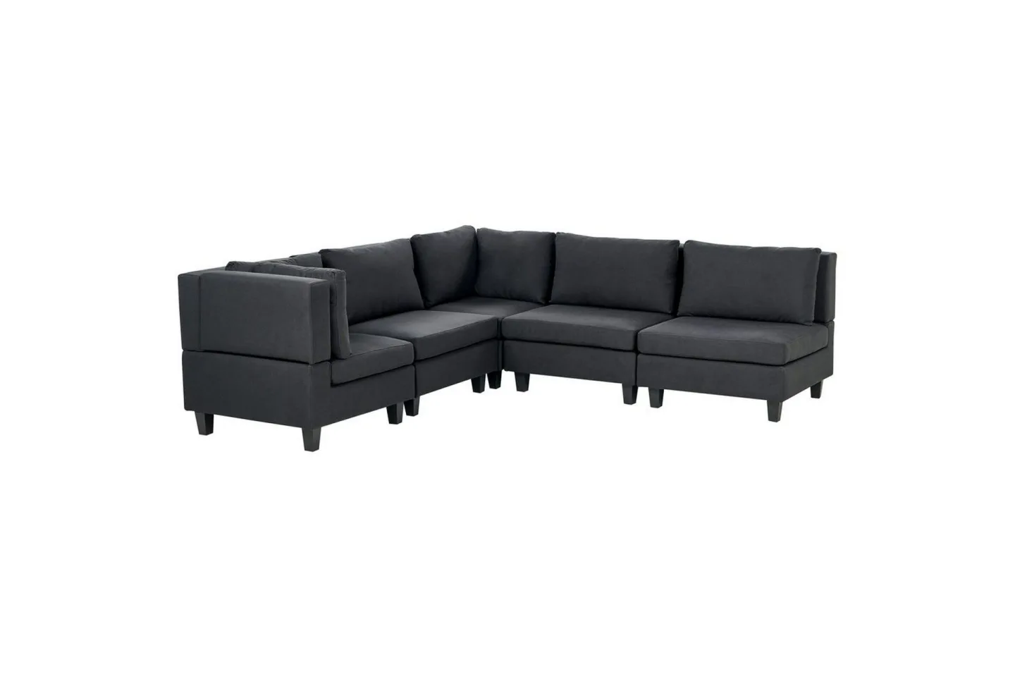 5-sits Hörnsoffa Unstad Svart, Högervänd, Polyester - Svart, Högervänd, Polyester