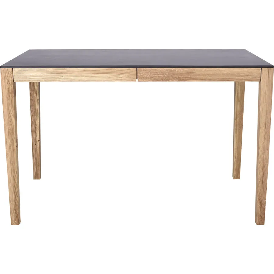 Schreibtisch Oscar schwarz, braun Holz massiv, MDF B 120 T 70 cm