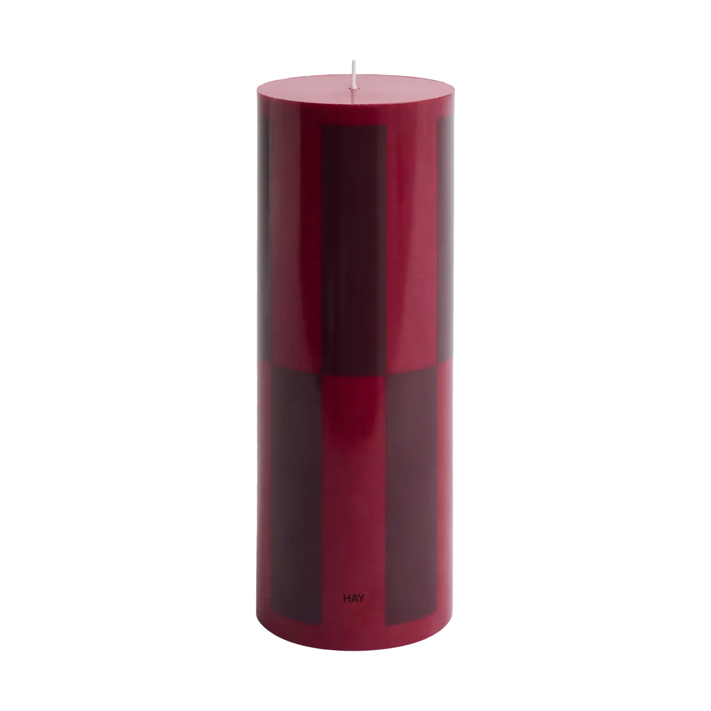 HAY Column Candle Blockkerze large 25 cm Wine-bordeaux large check