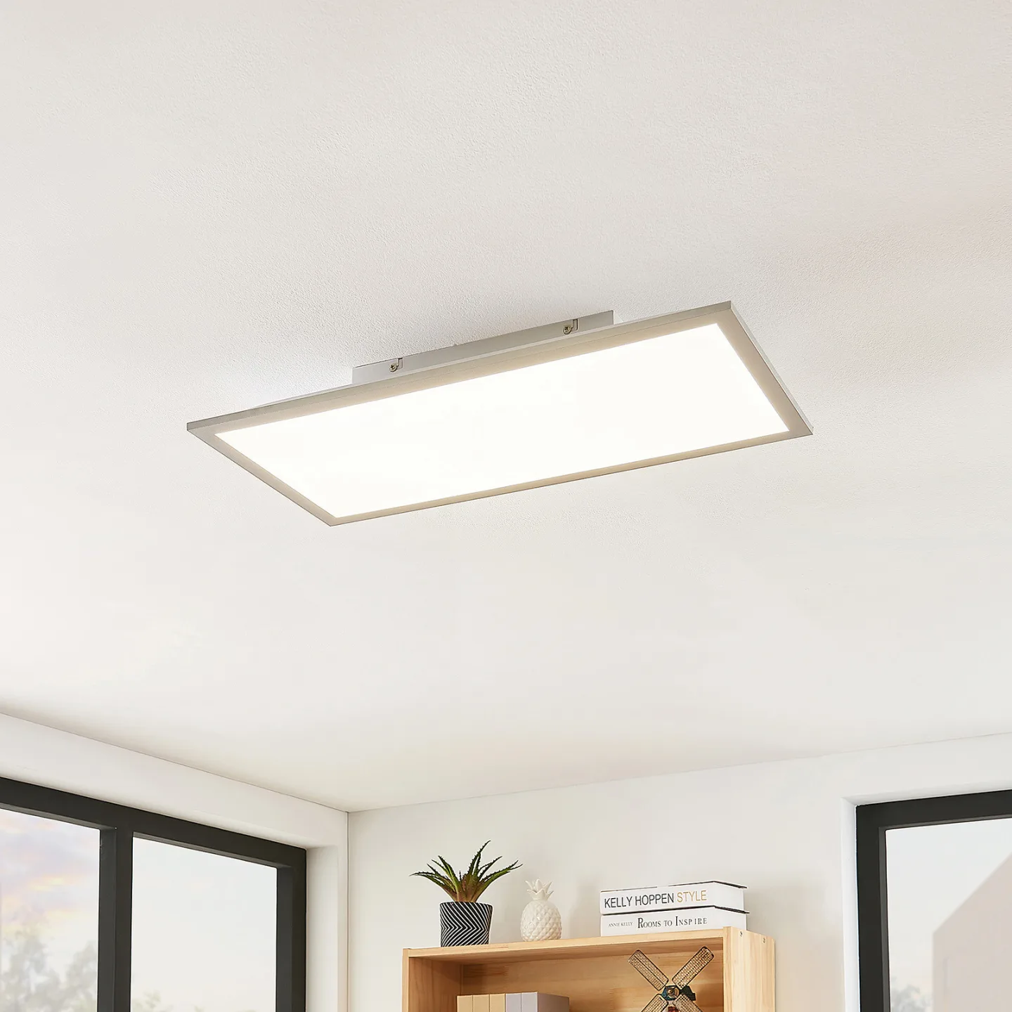 Stenley LED Deckenleuchte 59x29 4000K White/Silver - Lindby - Küche - Modern - Kunststoff - Eckig