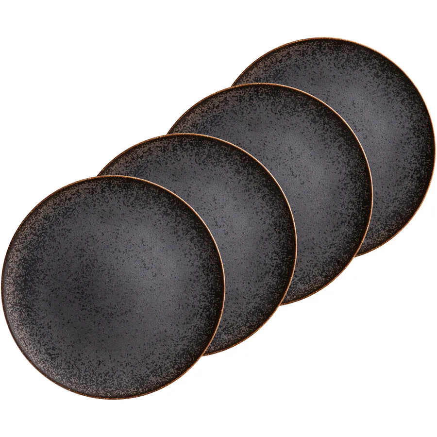 MÄSER Speiseteller-Set 4-tlg. Powerful Braun/Schwarz Porzellan 28 cm