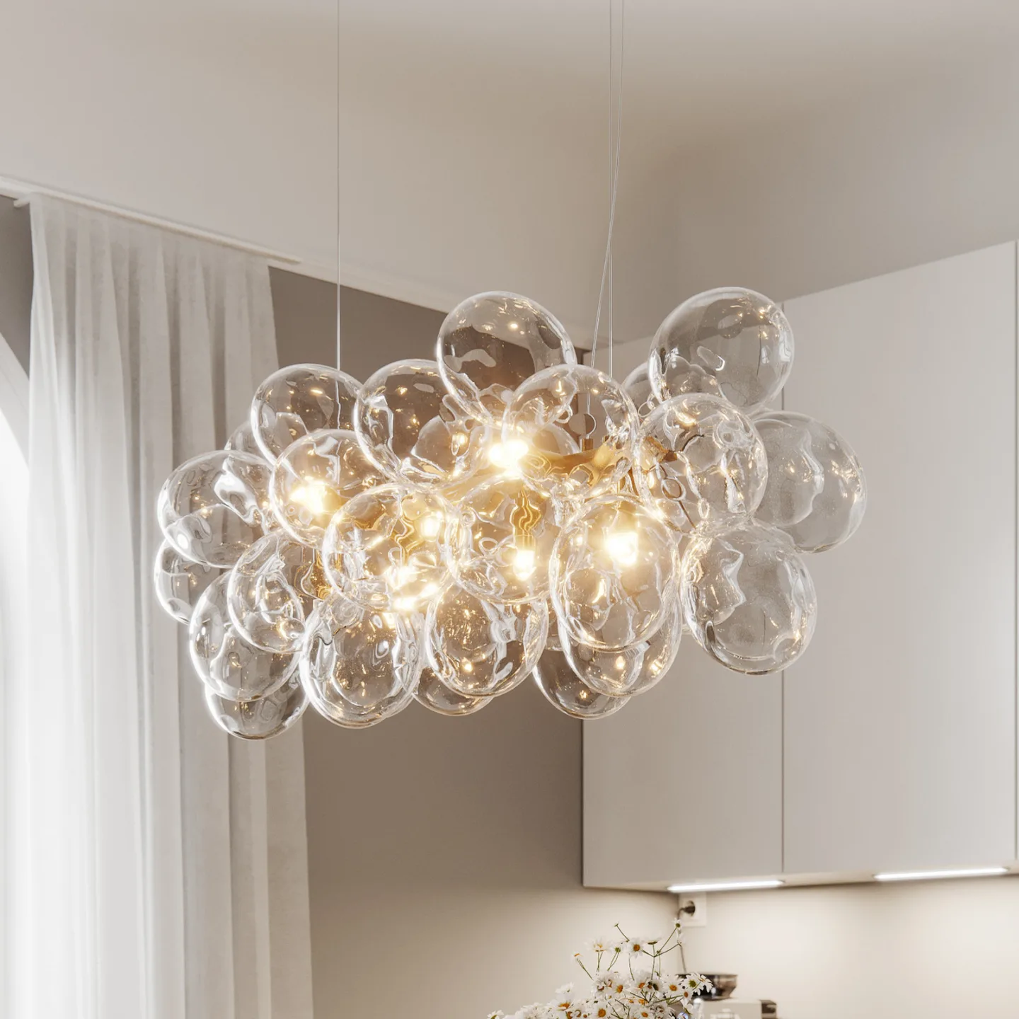 Gross Bar Pendelleuchte L80 Messing/Klar - By Rydéns - Wohnzimmer - Design - Glas - Mehrflammig