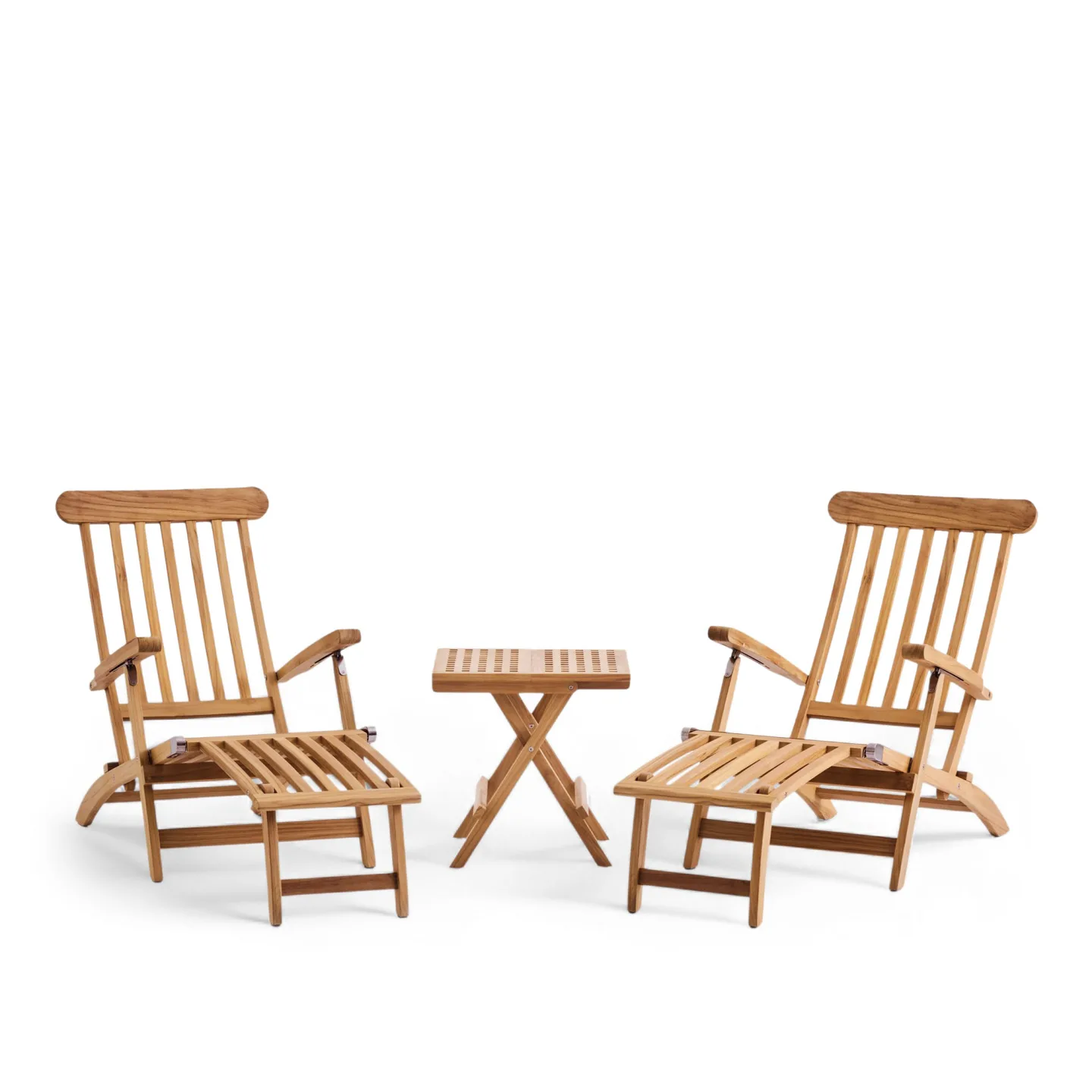 A Huseby - 2 x Midsummer Outdoor Deck Chair & Midsummer Square Outdoor Side Table - Loungegrupper utomhus