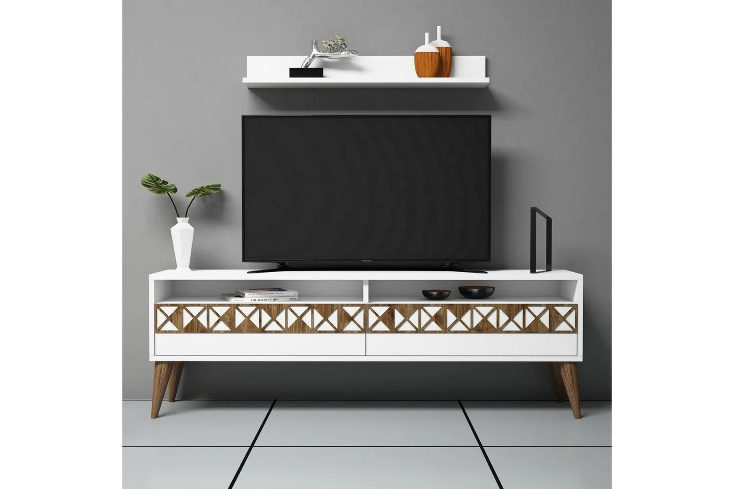 Muennink TV-Möbelset 150 cm - Vit/ek