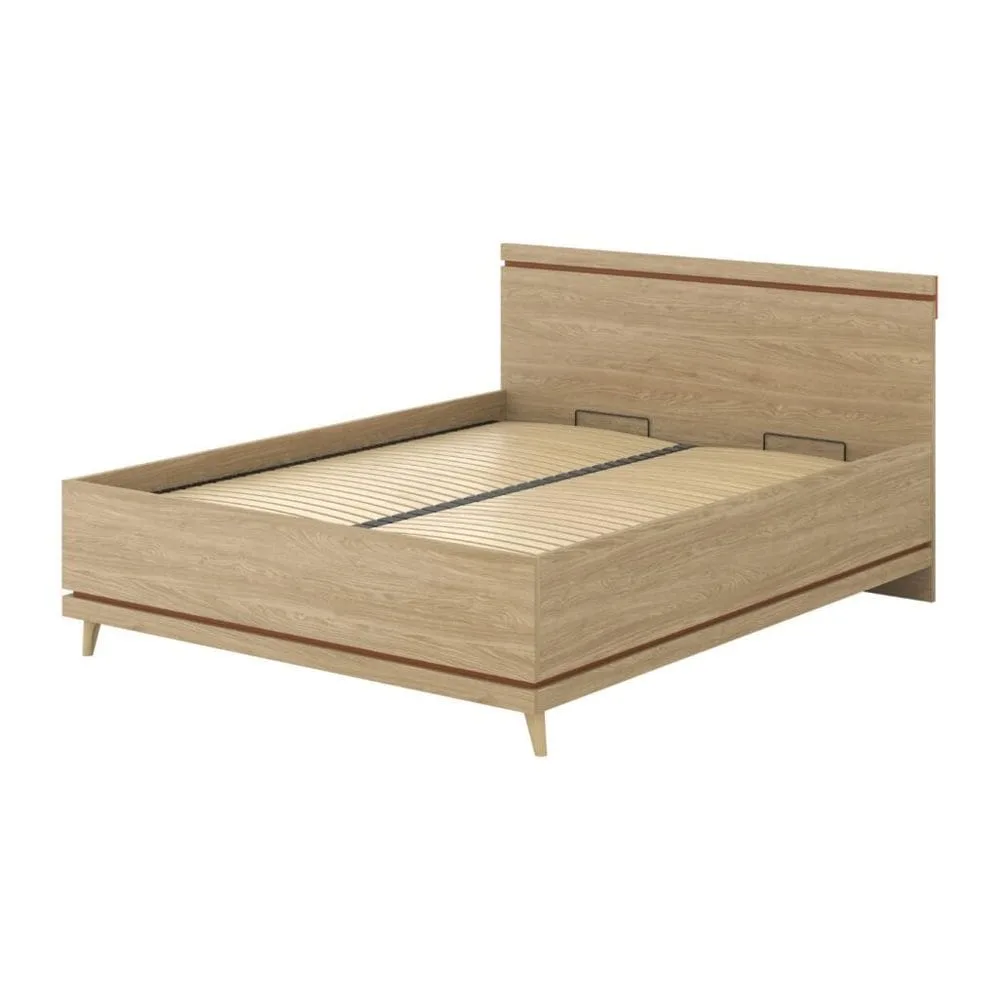 Säng Scandi lyftförvaring - 160 cm, Oljerad Ek