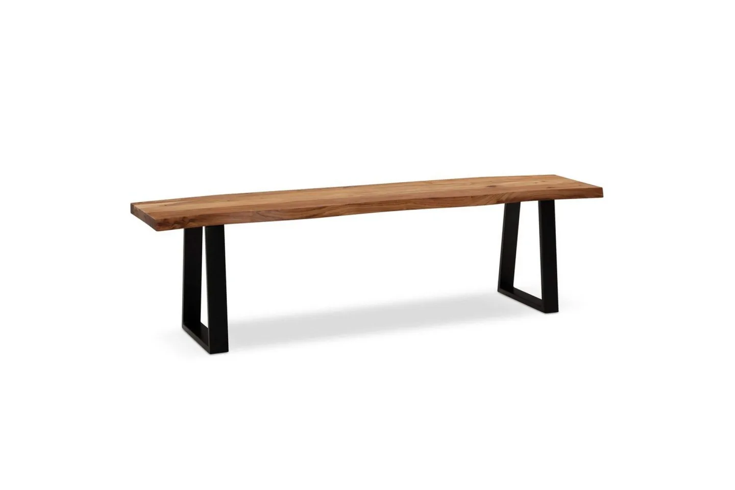 Matbänk Wohnling Massivt trä med metallben träd kant lantligt Svart, Rak, 140 cm - Svart, Rak, 140 cm