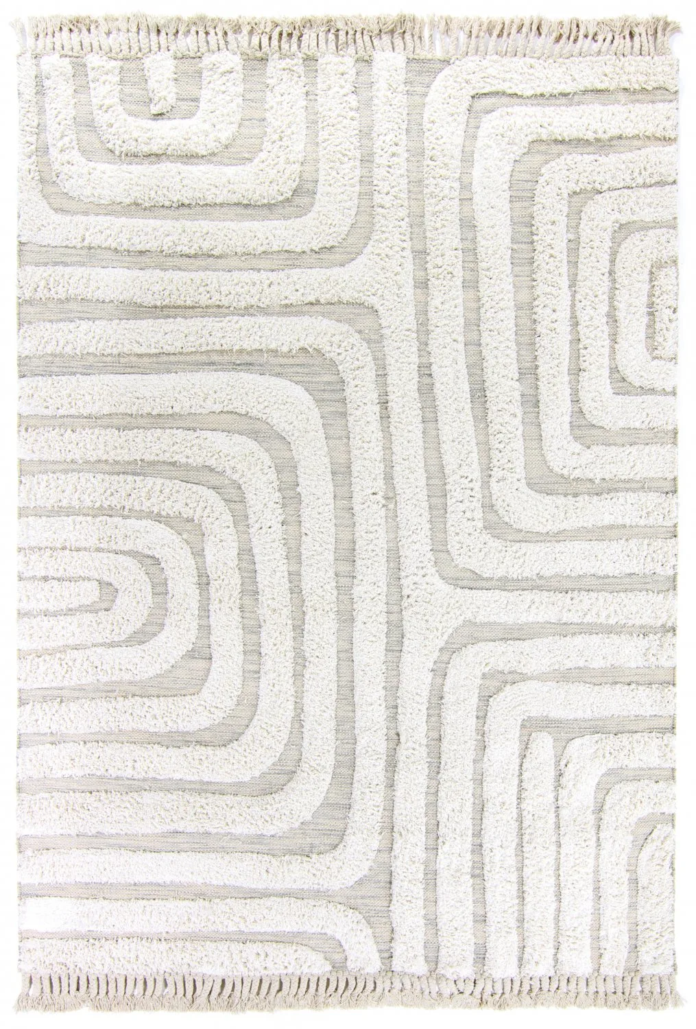 Bomullsteppe - Inez (beige) (Størrelse: 160 x 230 cm)