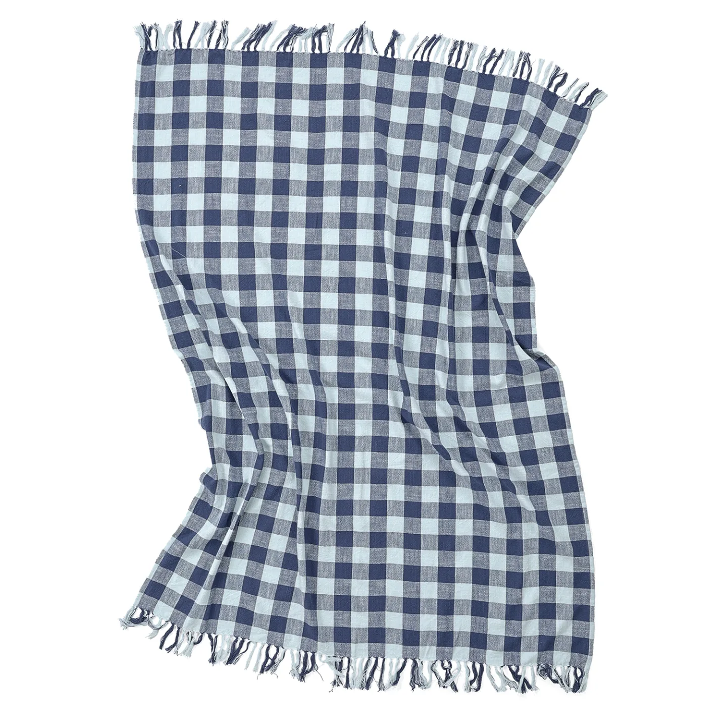 Pledd - Isela check cotton throw (marineblå/lyseblå) (Størrelse: 130 x 170 cm)