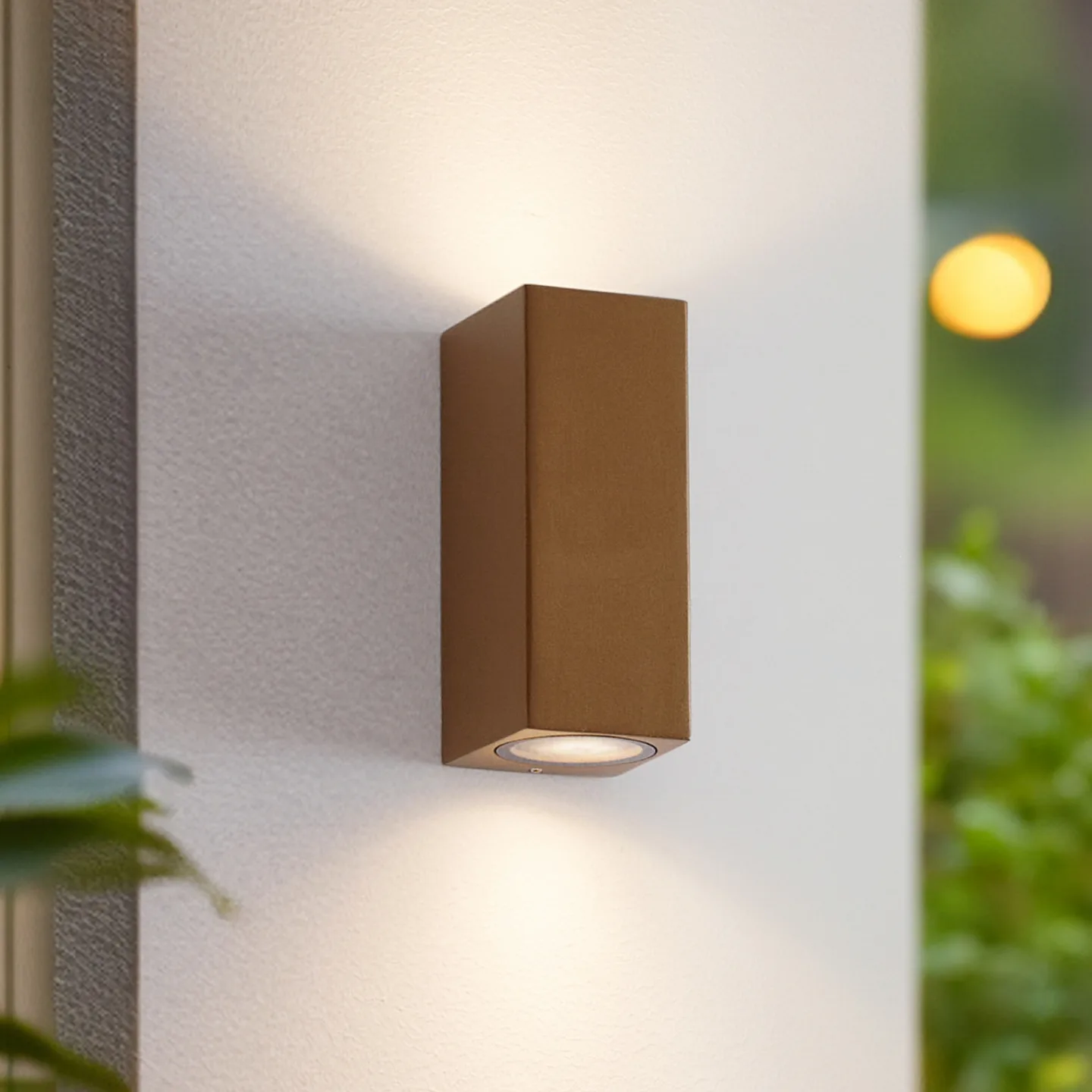 Xava Draußen Wandleuchte Up/Down Braun - Lucande - Balkon - Modern - Aluminium - Eckig