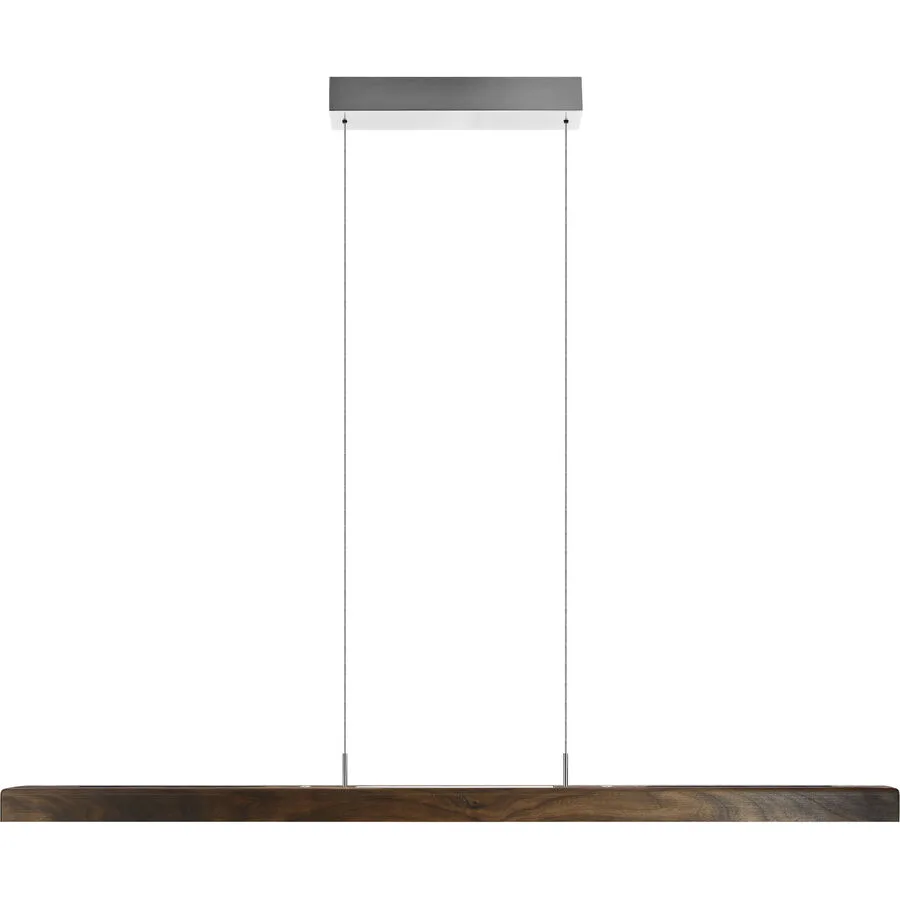 HERZBLUT Pendellampe Leonora Braun/Silber Metall/Holz 121 cm 160 cm Höhenverstellbar (manuell) - Farbe: Silber/Braun - LED - Lichtfarbe: Extra