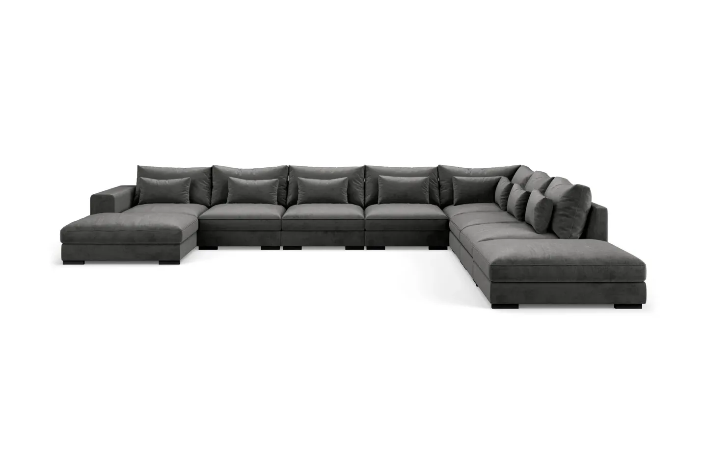 Dubai Stor U-modulsoffa med Divan Vänster Sammet 527 cm Extra Djup - Mörkgrå