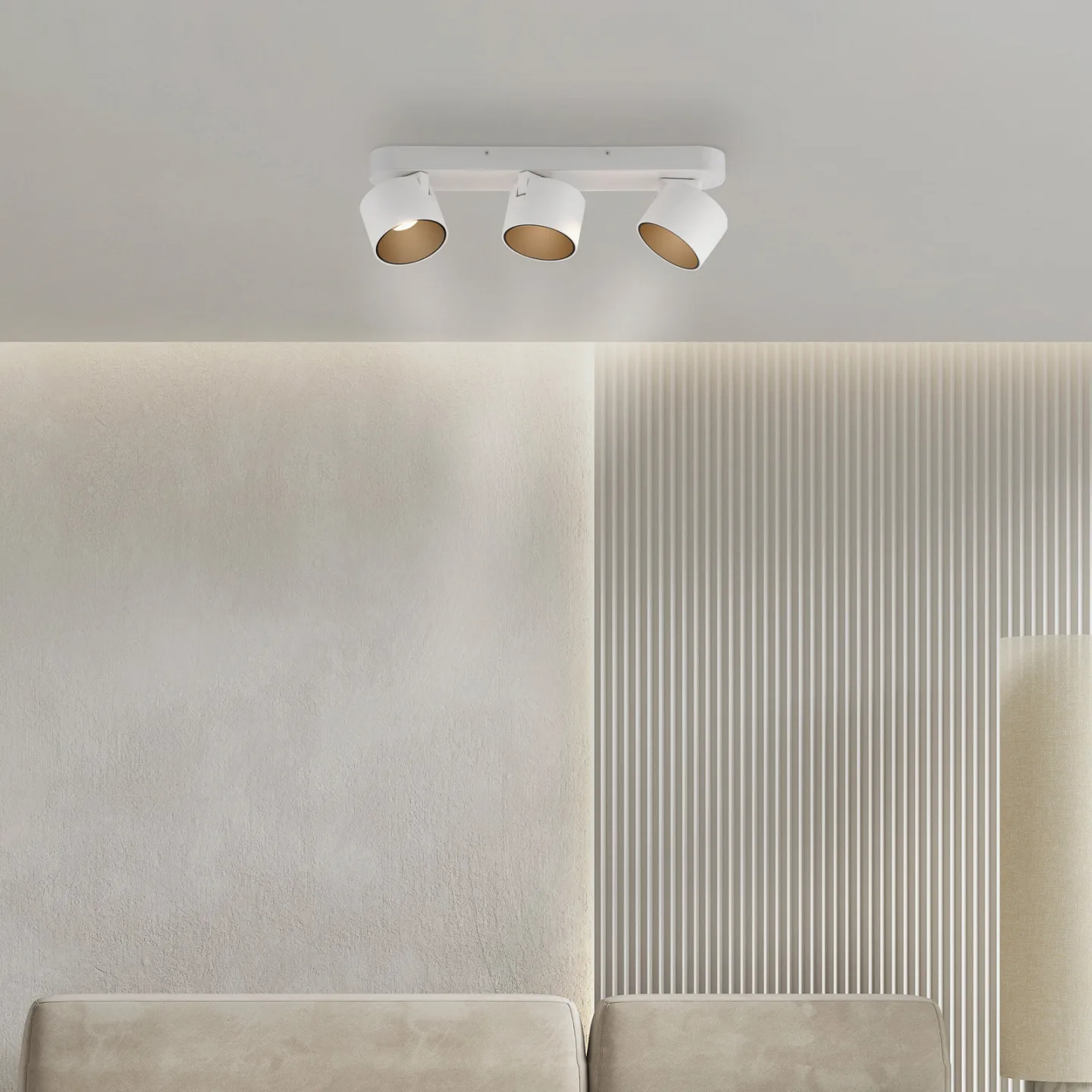 Cup LED-Deckenspot, weiß, Länge 56 cm, Metall, 3-flg. - PURE - Wohnzimmer - Modern - Mehrflammig