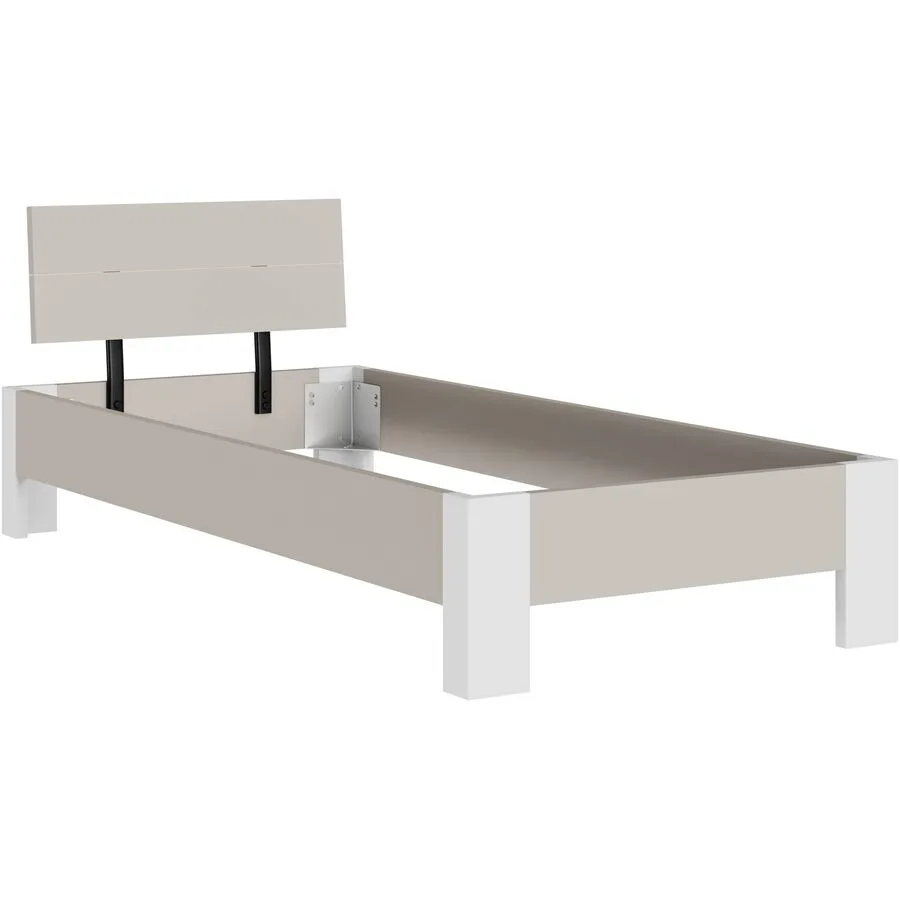Bett Window greige Holzwerkstoff 96 x 209 cm - Möbel Konfigurator: Traummöbel individuell zusammenstellen