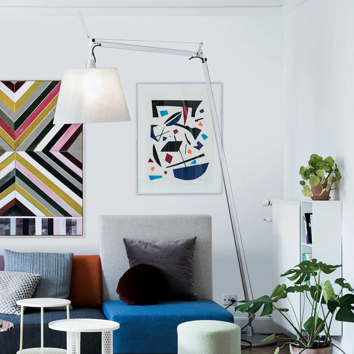 Tolomeo Maxi Stehleuchte Alu - Artemide - Wohnzimmer - Design - Metall - Mit Schirm