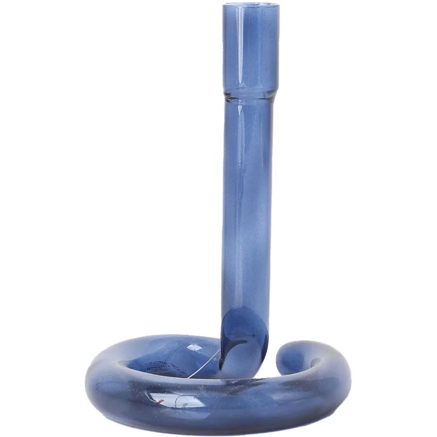 Kerzenständer Glas H17cm blau