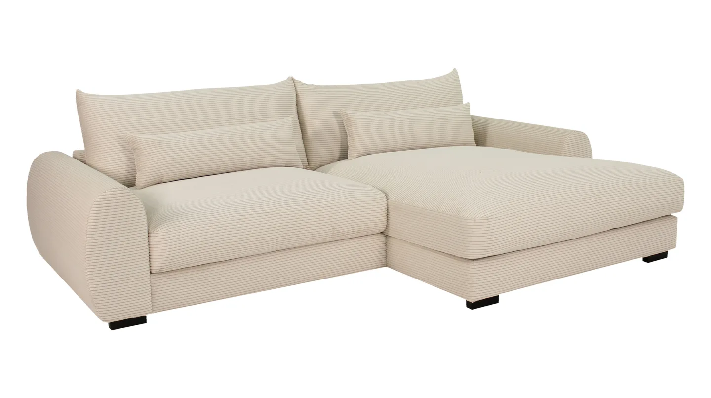 Ecksofa creme Cord 265 x 180 cm OT rechts - MARK