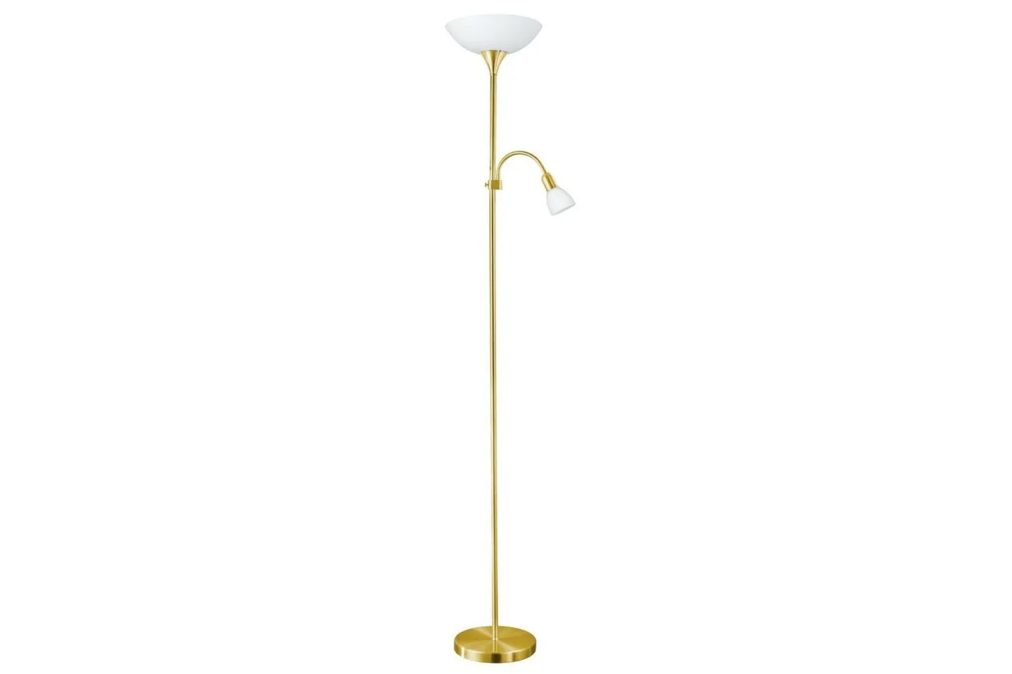 Golvlampa Eglo Up 2 med Läslampa Mässing-Matt Vit - Vit/Mässing