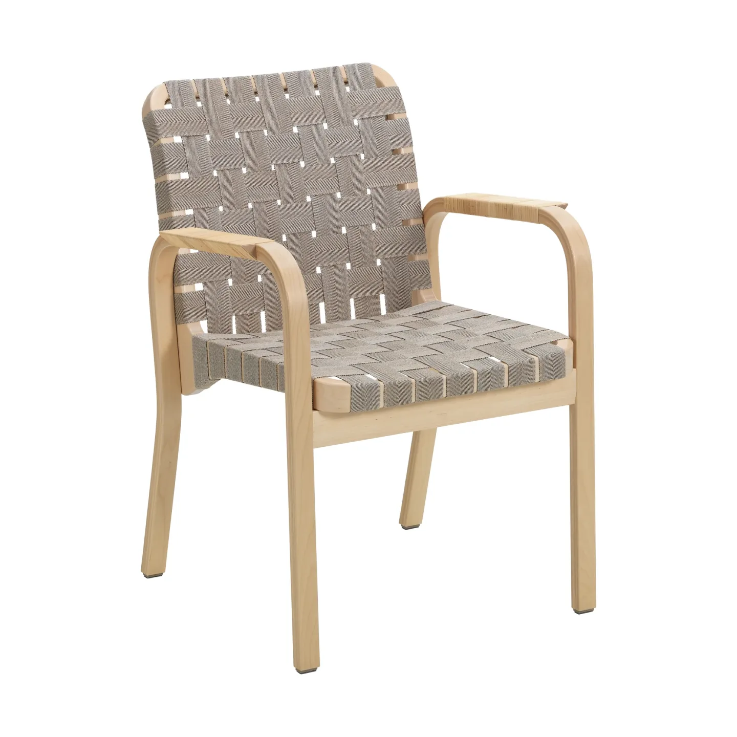 Artek Armchair 45 fåtölj lackerad björk Webbing natural/black