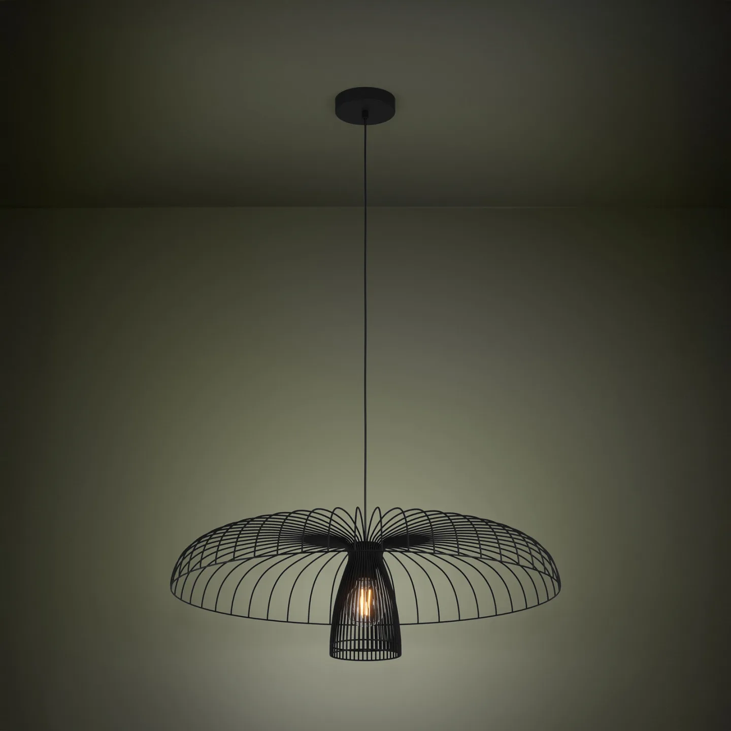Champerico Hängelampe, schwarz Ø 77 cm Glas - Stars of Light - Wohnzimmer - Modern - Metall - Einflammig