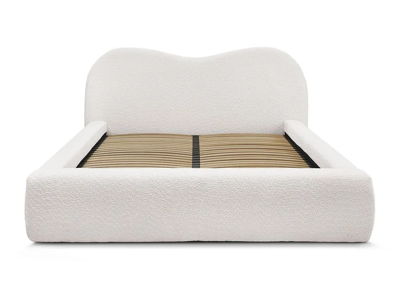 Kastenbett BOBOCHIC ORLANE 160x200cm boucle-stoff weiss