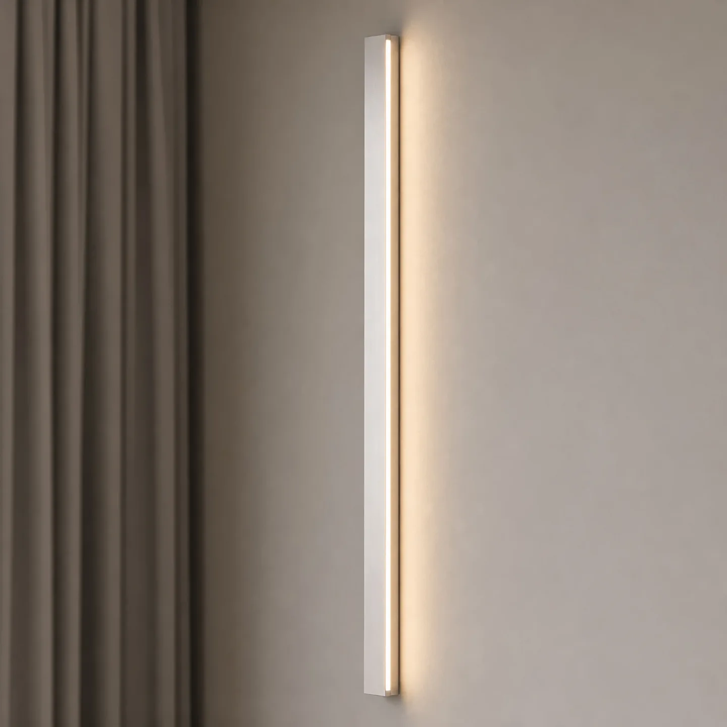 Kinsley LED-væglampe, nikkel, dæmpbar, 90 cm, CCT – Lucande - Stue - Moderne - Metal - Kantet
