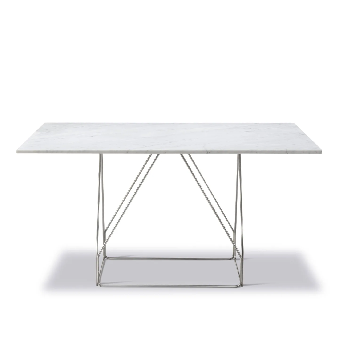 Fredericia Furniture - JG Table - 140x140 cm - White Carrara - Brushed stainless steel - Matbord - Jørgen Gammelgaard