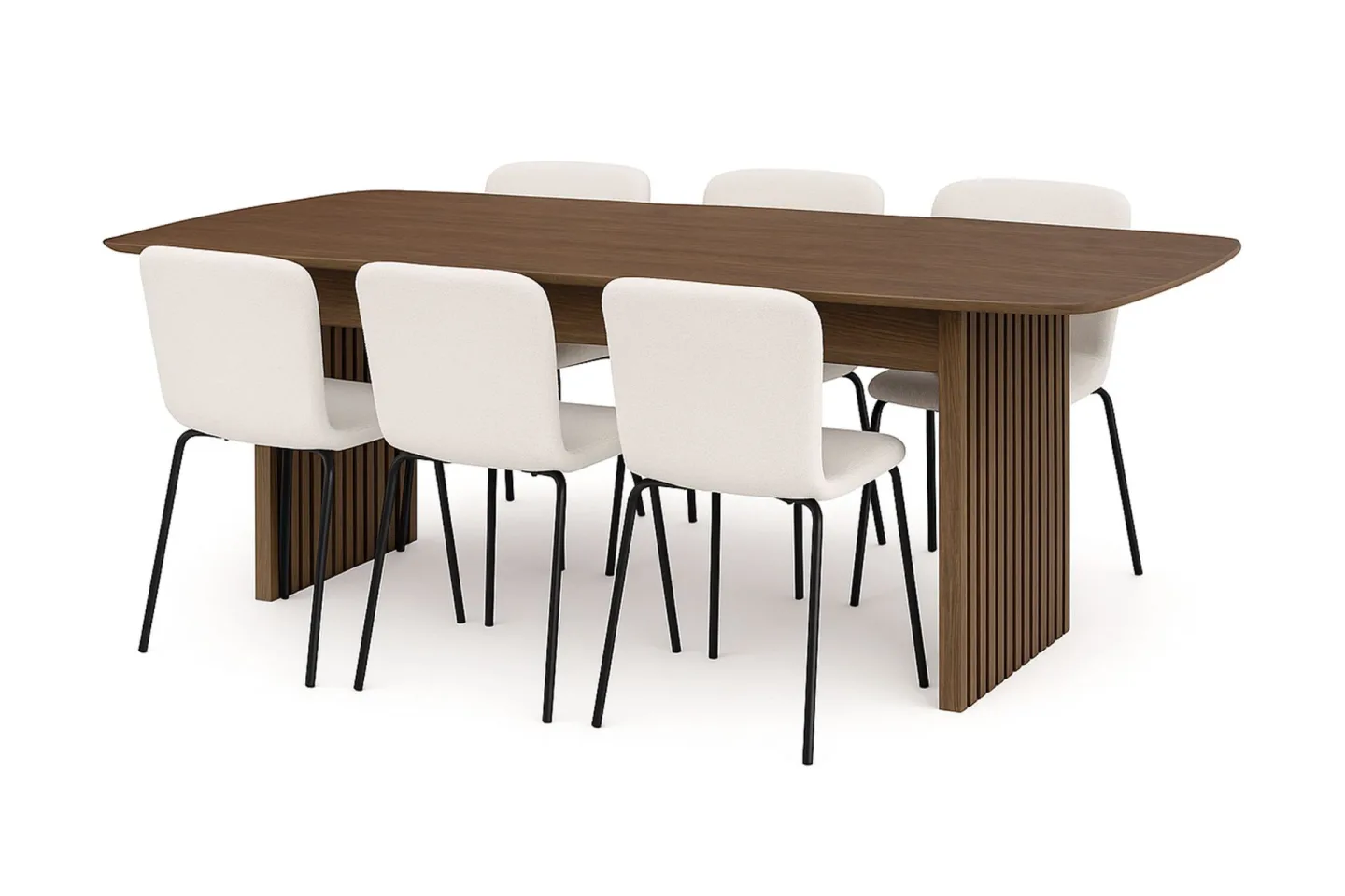 Richeto Matbord 240 cm med 6 Katy Matstolar - Rökt ek / Vit Bouclé