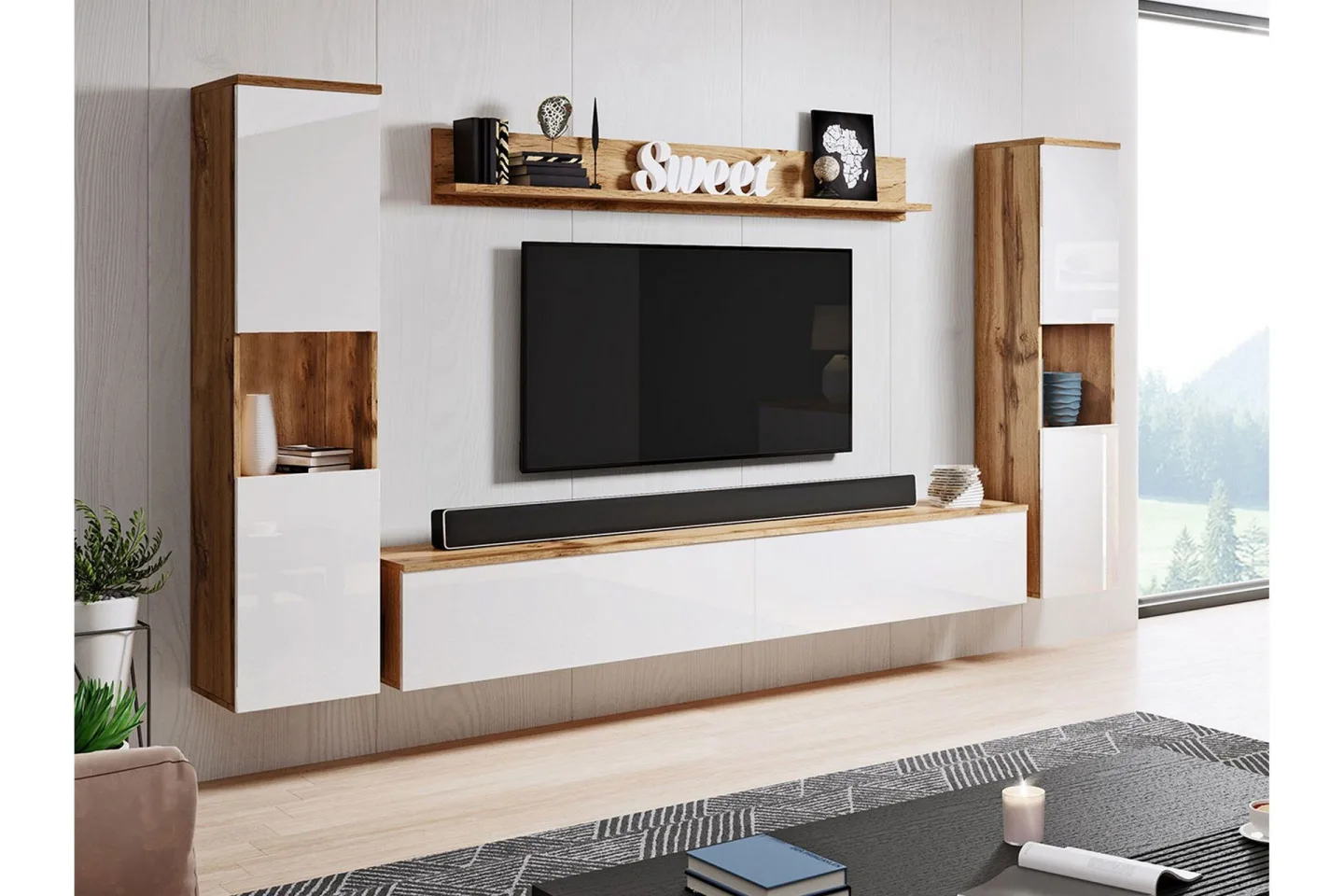 Kanehira Tv-möbelset - Natur/Vit