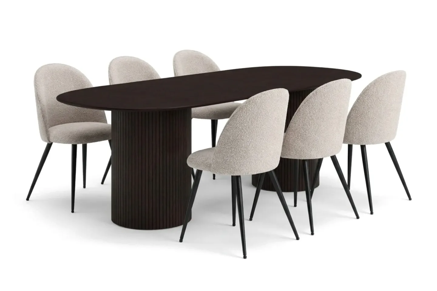 Kopparbo Matgrupp 220 cm oval med 6 Nibe Plus Mastolar - Rökt ek