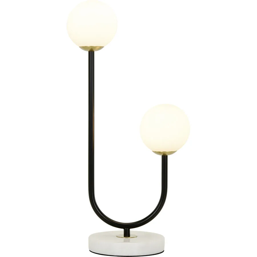 Tischlampe Nika Schwarz/Weiss Glas/Metall 24 cm 50 cm - Farbe: Schwarz, Weiss - Material: Metall/Glas