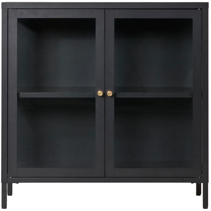 Vitrine Tavena schwarz Stahl/Glas B 80 H 80 cm