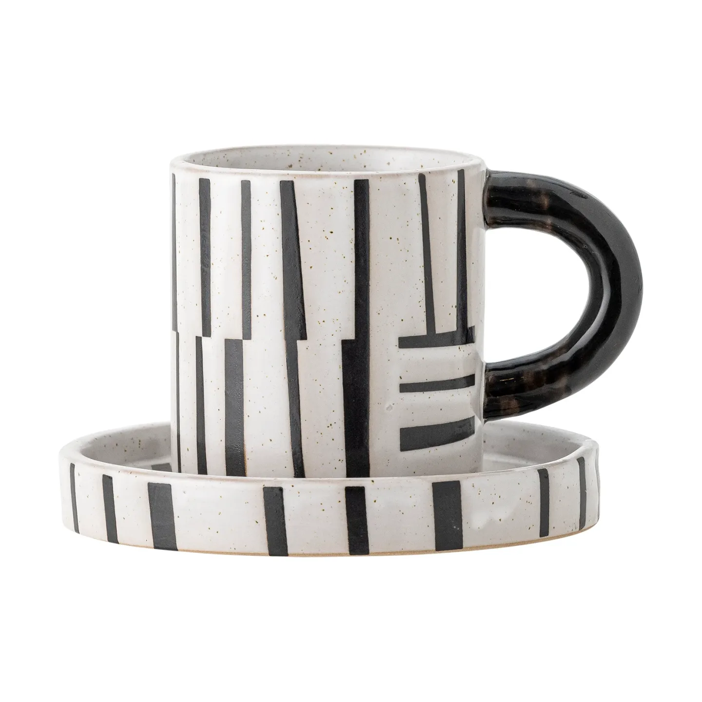 Bloomingville Frankie Tasse mit Untertasse 30 cl Schwarz-weiß