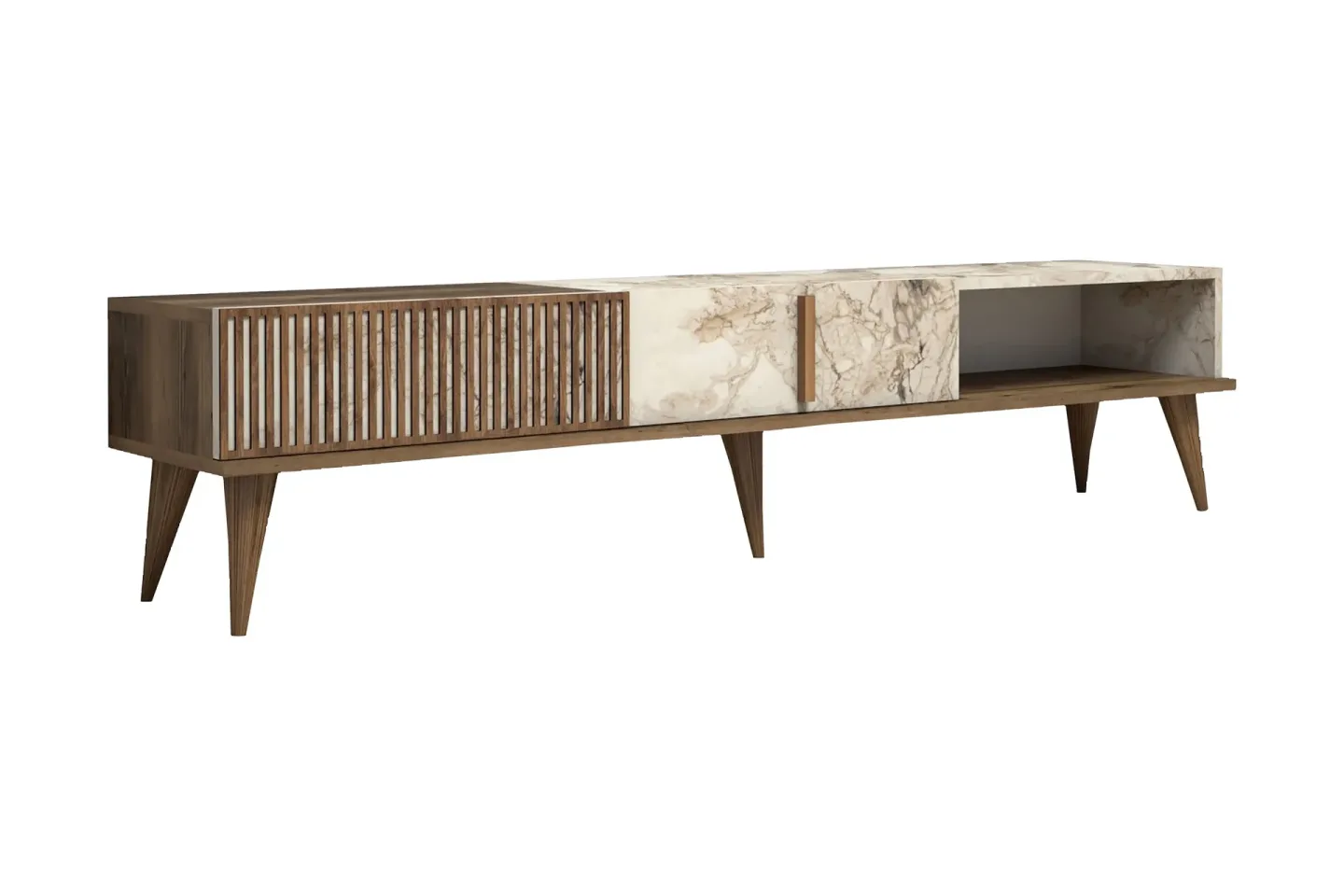 Lissione Tv-bänk 180 cm - Mörkbrun/Vit