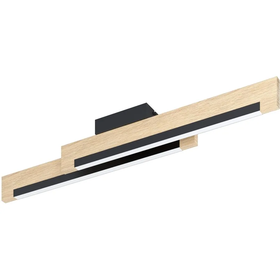 Eglo Deckenlampe Camacho Braun/Schwarz/Weiss Stahl/Holz 8 cm 94 cm - LED - Lichtfarbe: Warmweiss - Material: Holz/Stahl - Deckenlampe- LED