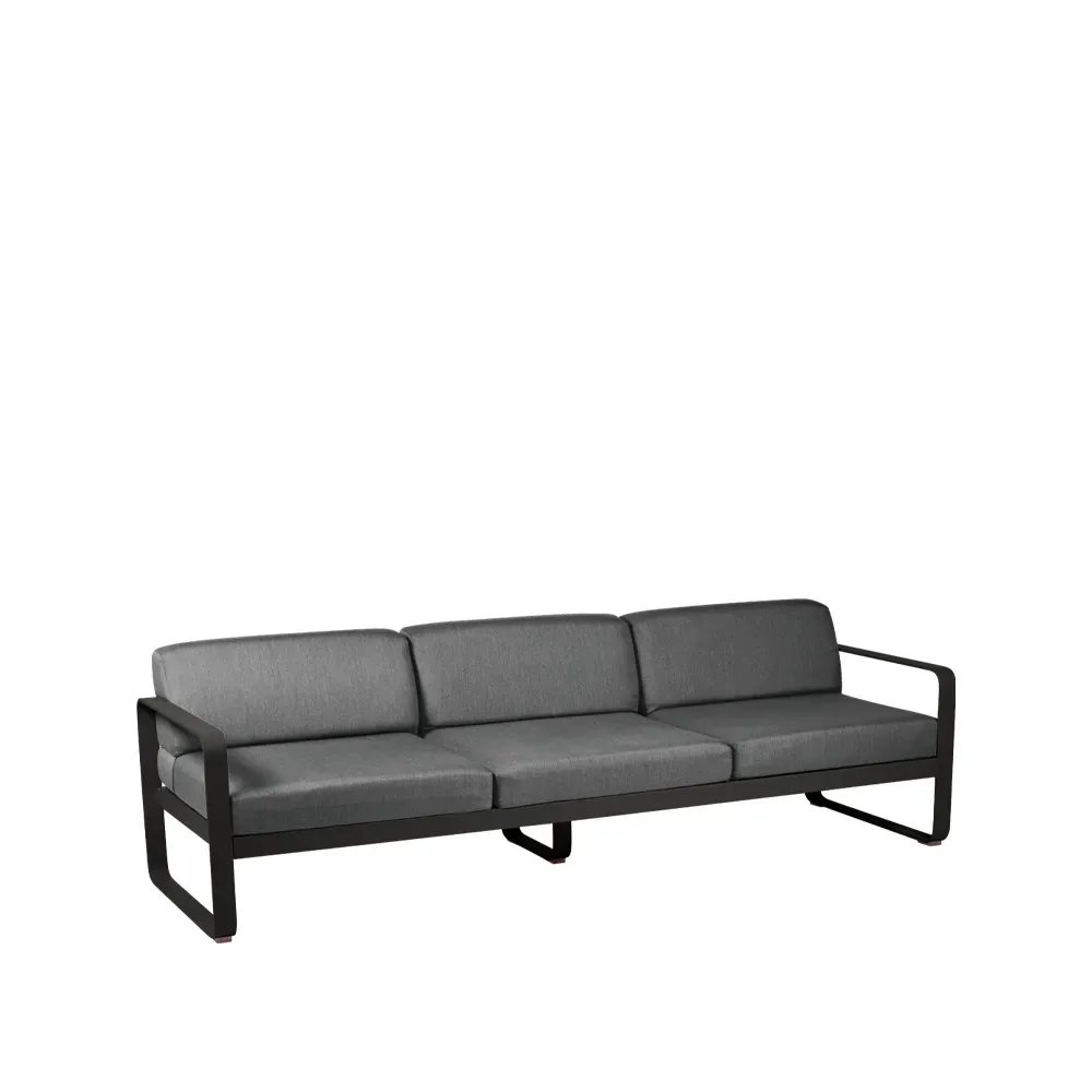 Fermob Bellevie soffa 3-sits Liquorice (svart), graphite grey dyna