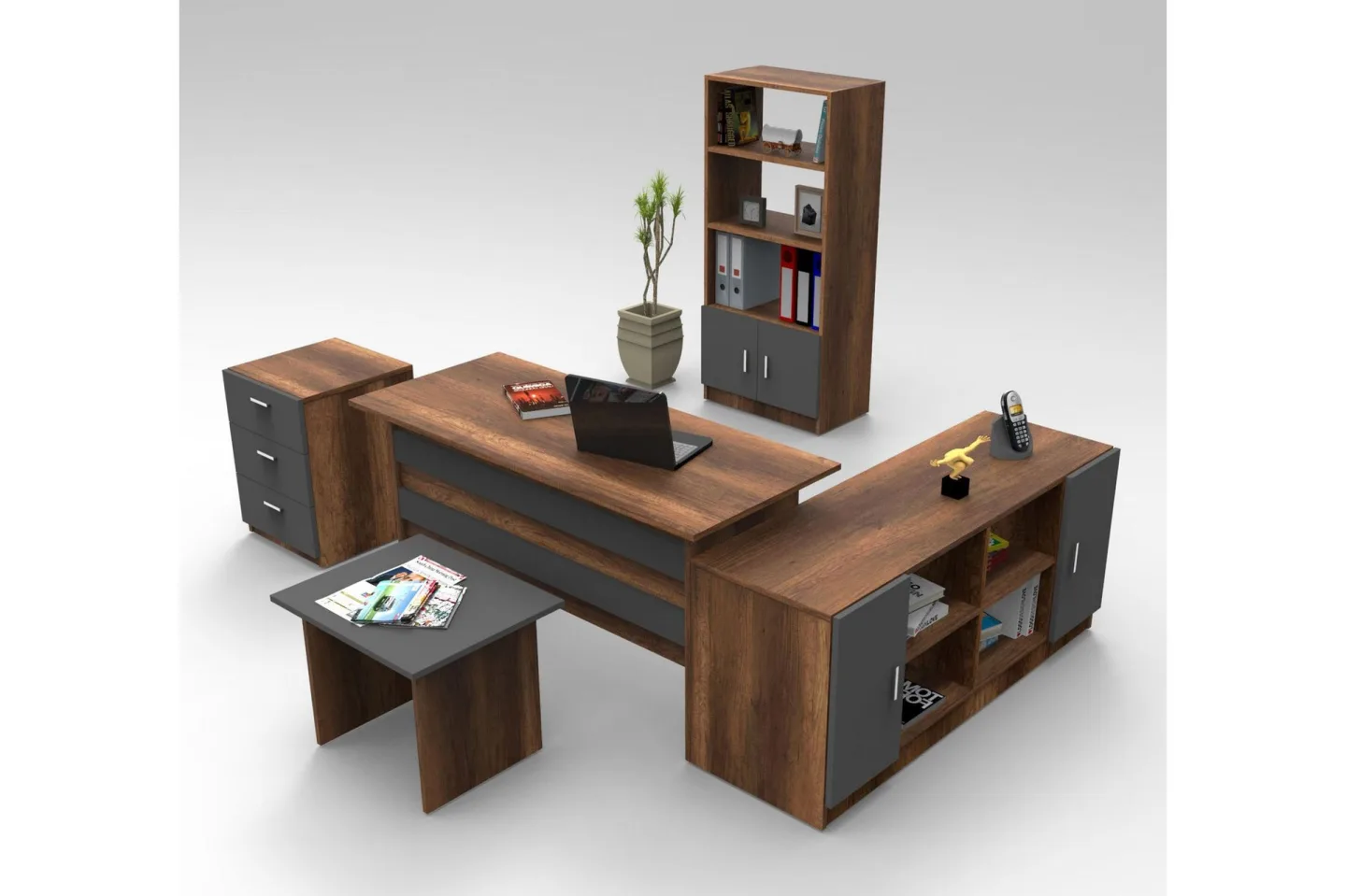 Benich Möbelset Kontor - Teak/Antracit
