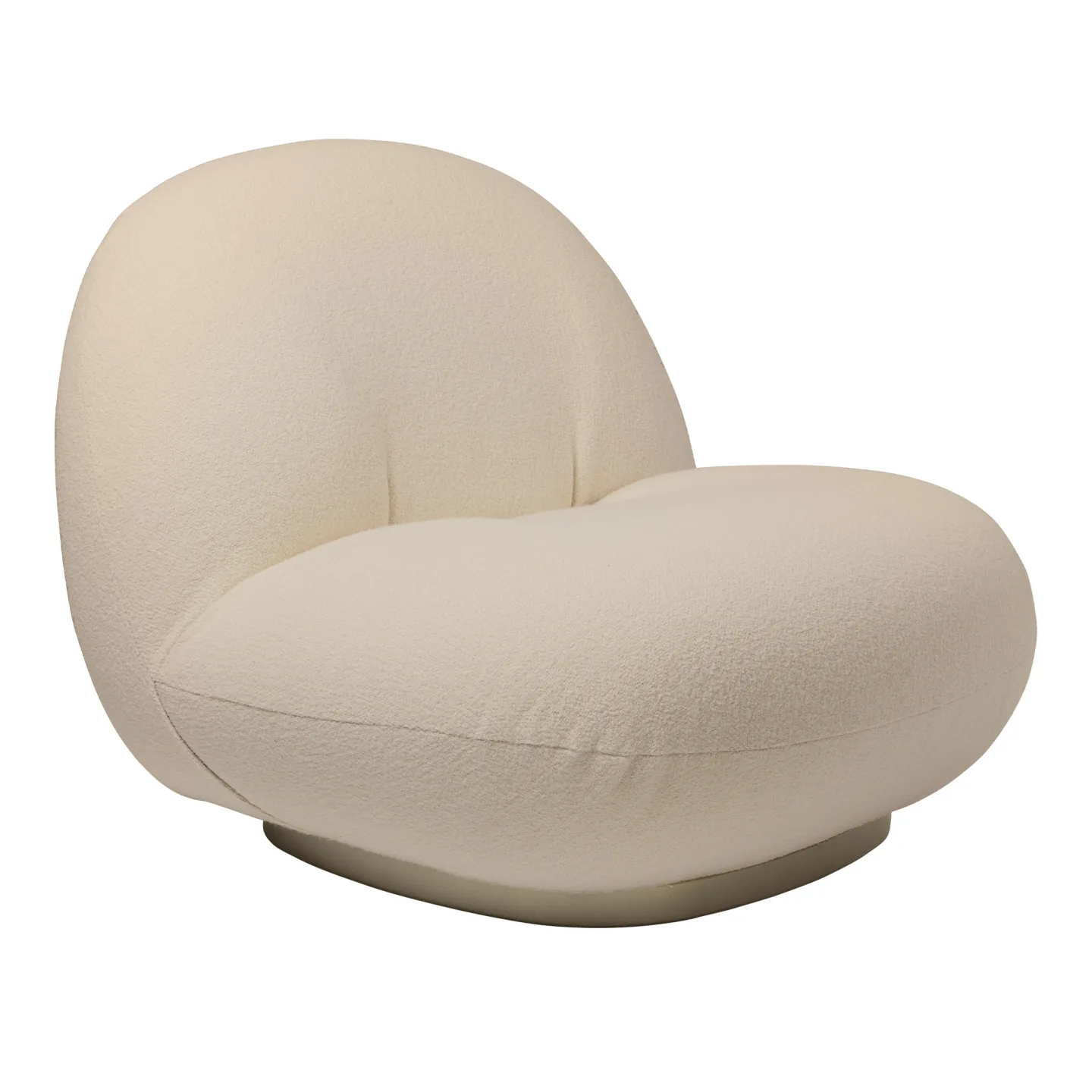 Gubi - Pacha Lounge Chair Fully Upholstered, Pearl Gold, Fabric Cat. 3 Gubi Harp 024 Ivory - Fåtöljer - Pierre Paulin - Vit - Metall/Textilmaterial