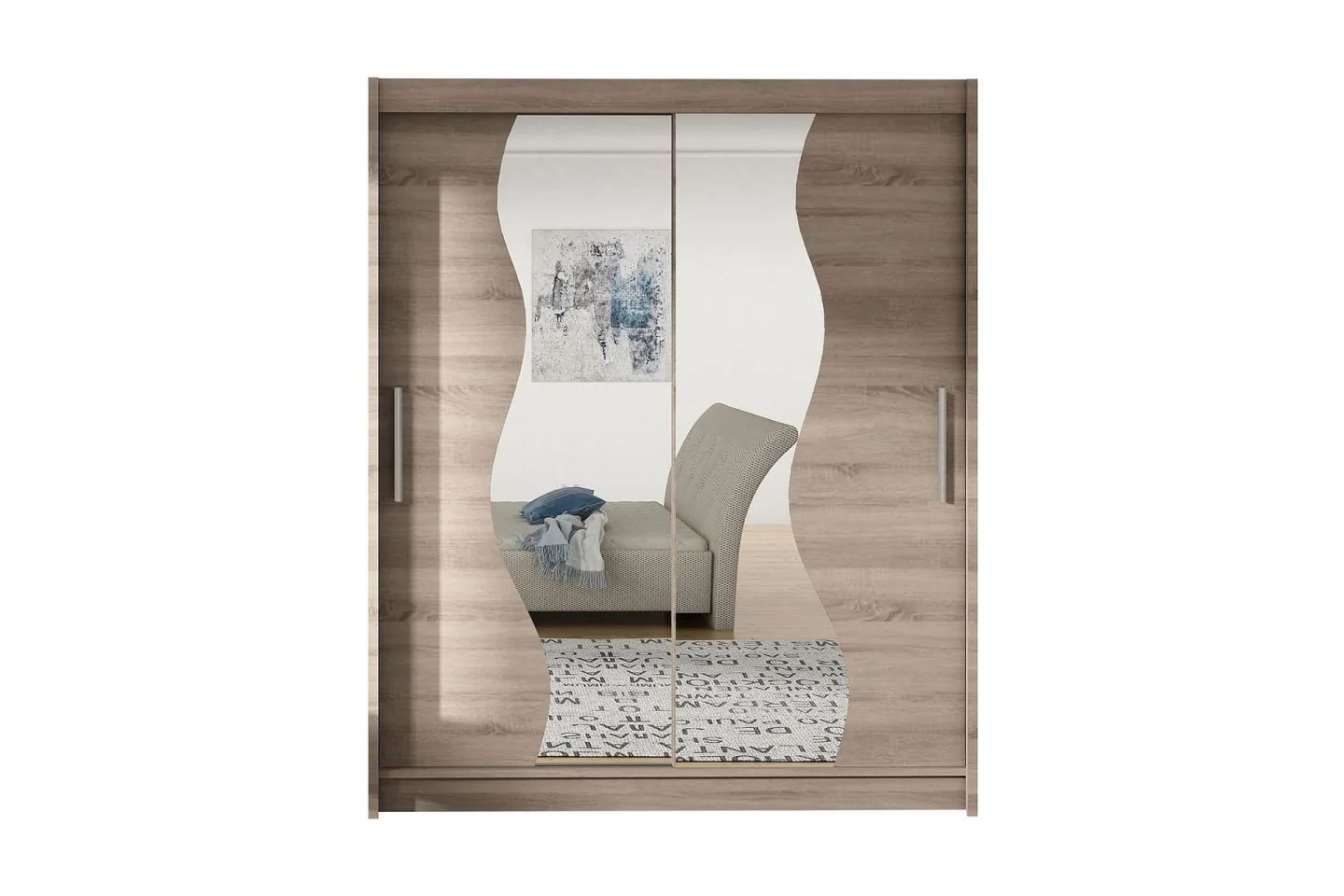 West Garderob 150x58x200 cm LED-belysning - Beige