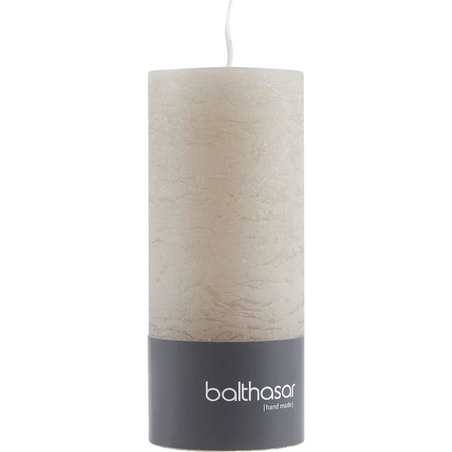 Balthasar Kerze Rustico taupe H14 cm D6 cm, Brenndauer 50h - Material: Wachs