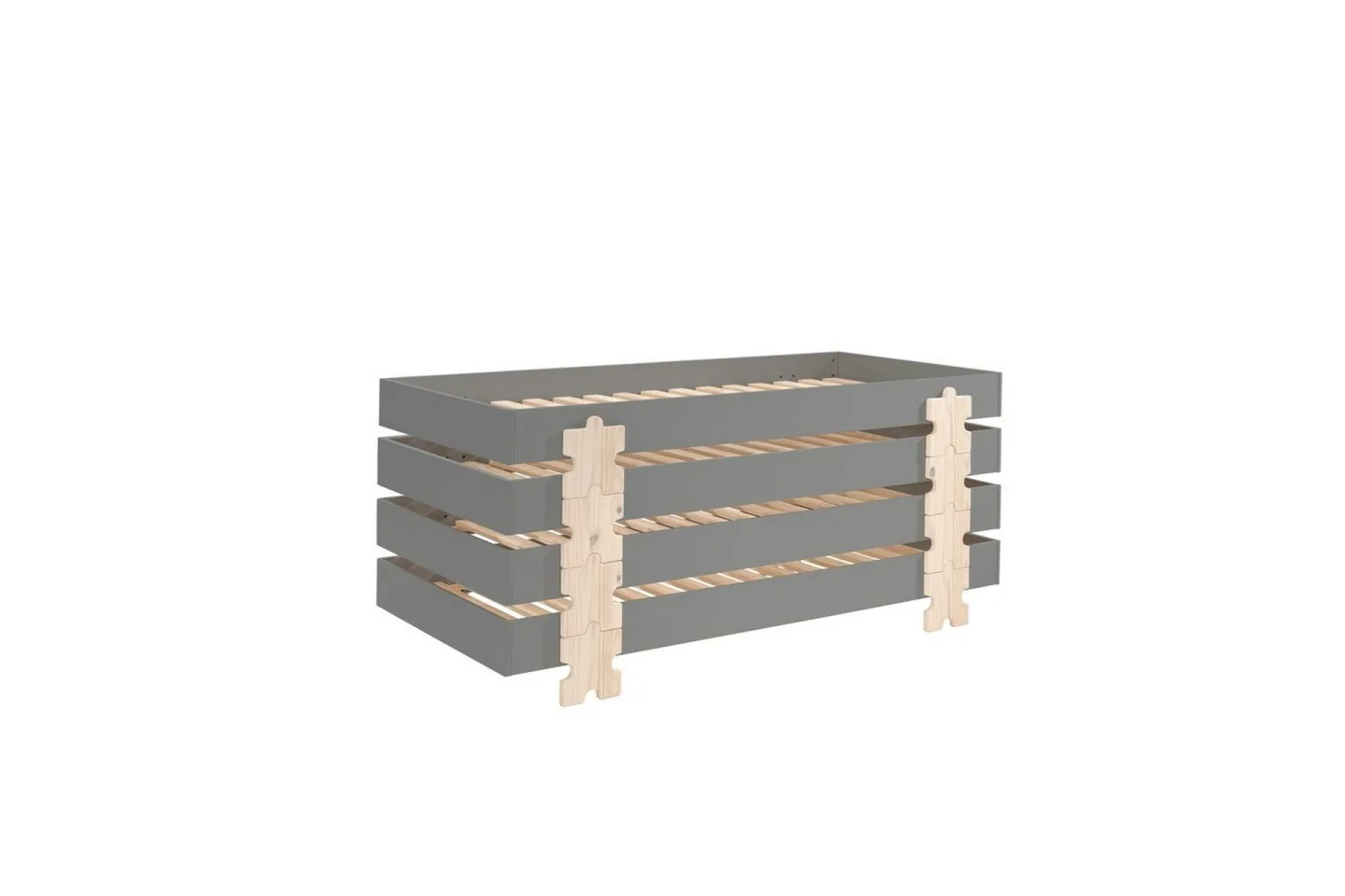 Säng Modulo med pusselbitarfötter Grå, 4 - Grå, 4