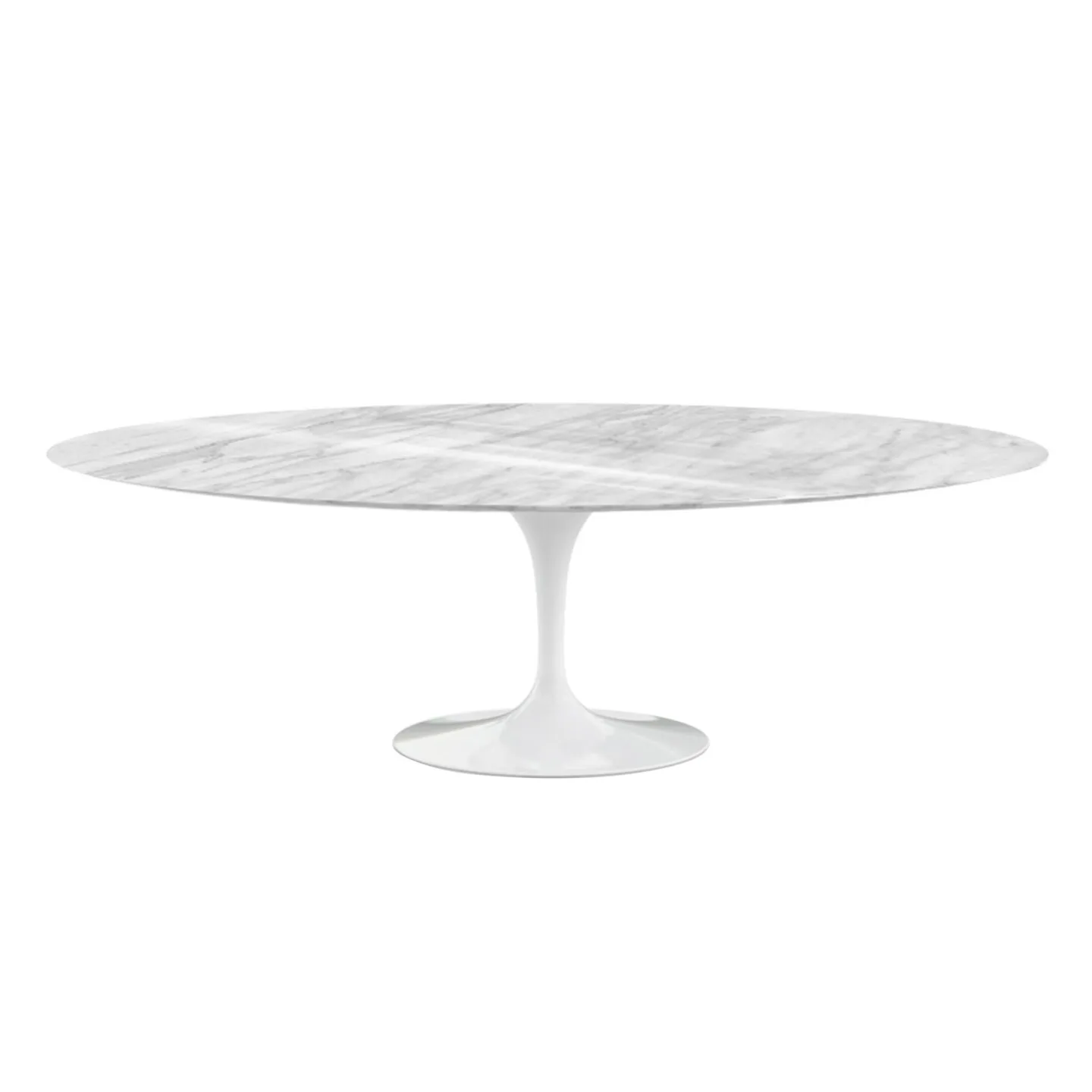 Knoll - Saarinen Oval Table - Matbord, 244 x 137 cm, Vitt underrede, skiva i glansig Statuarietto marmor - Matbord - Eero Saarinen - Vit - Metall/Sten