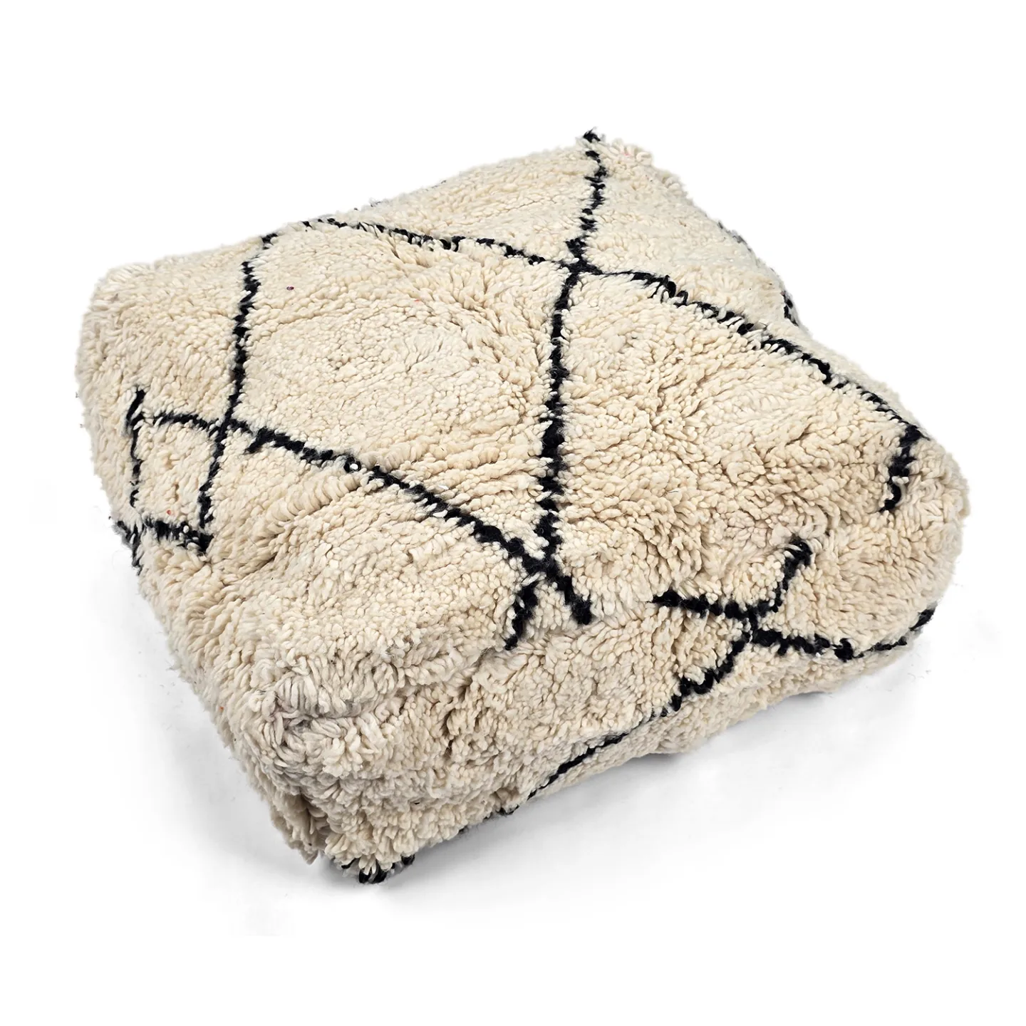 Sittepuff - Marokkansk Beni Ourain 054 (Størrelse: 60 x 60 cm)