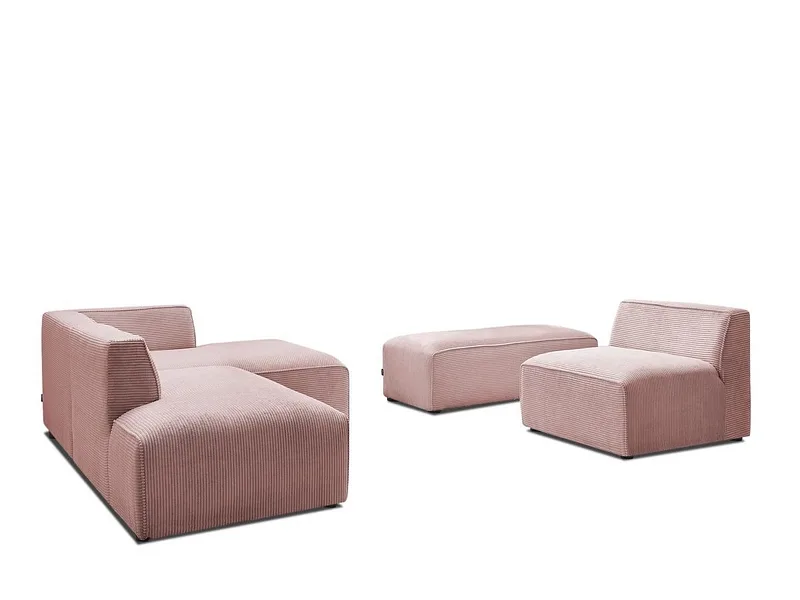 Ecksofa BOBOCHIC MEGEVE Cord-Stoff rosa