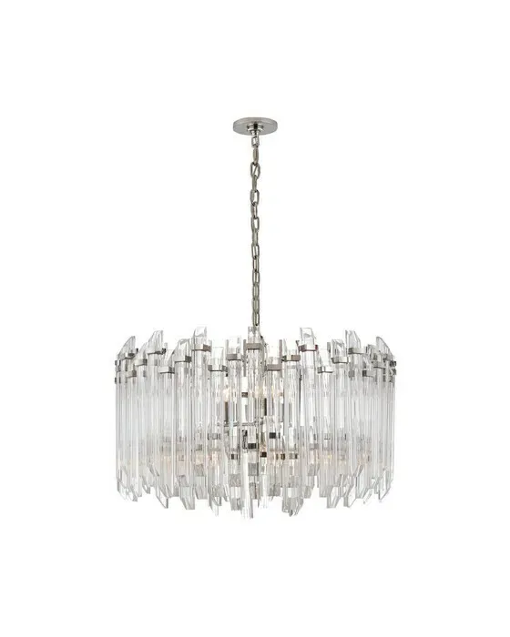 Adele Large Wide Drum Chandelier Polished Nickel