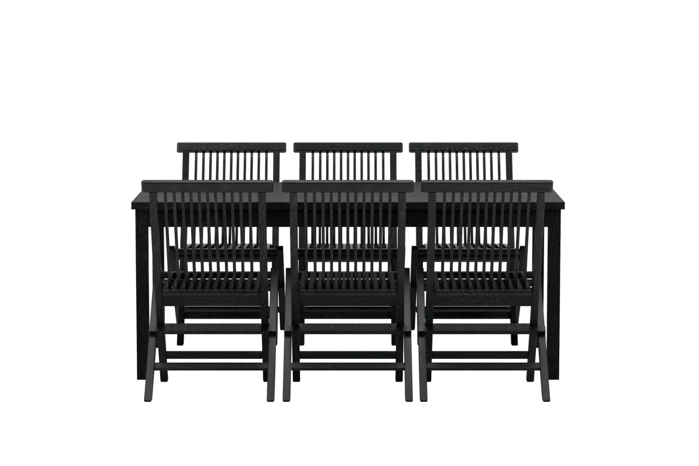 Kenya Gartenset Tisch 90x180 cm schwarz 6 Stühle schwarz.