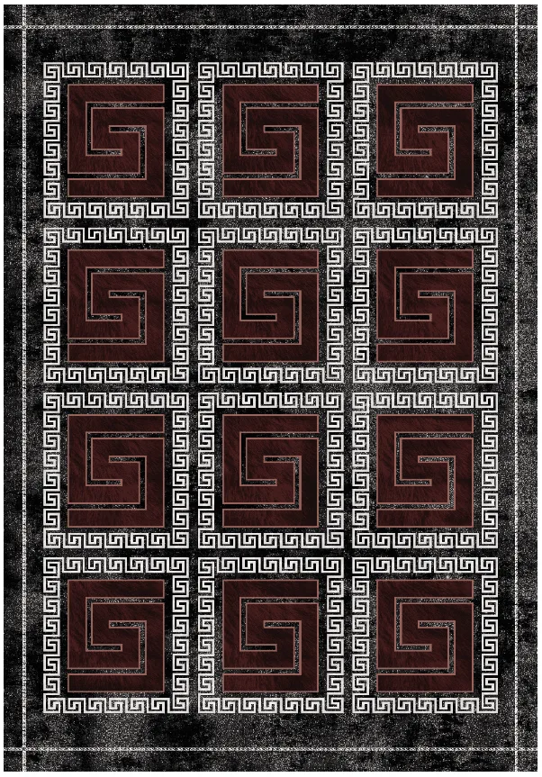 Wilton-teppe - Milos (svart/rød) (Størrelse: 200 x 280 cm)