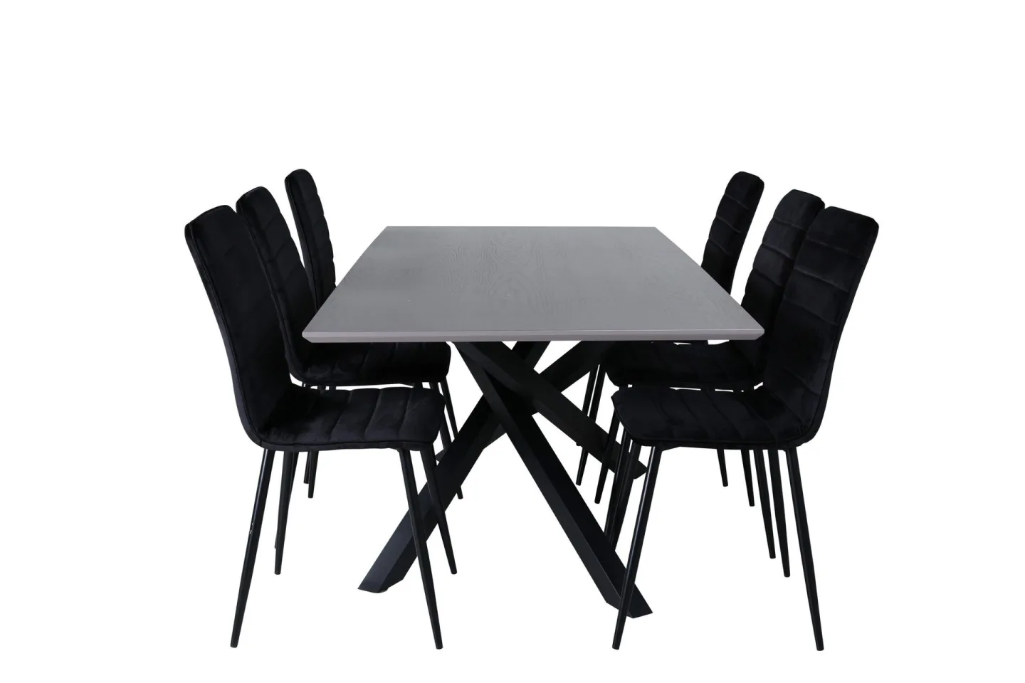 Piazza Matgrupp 180 cm Rektangulär med 6 Windu stolar - Svart