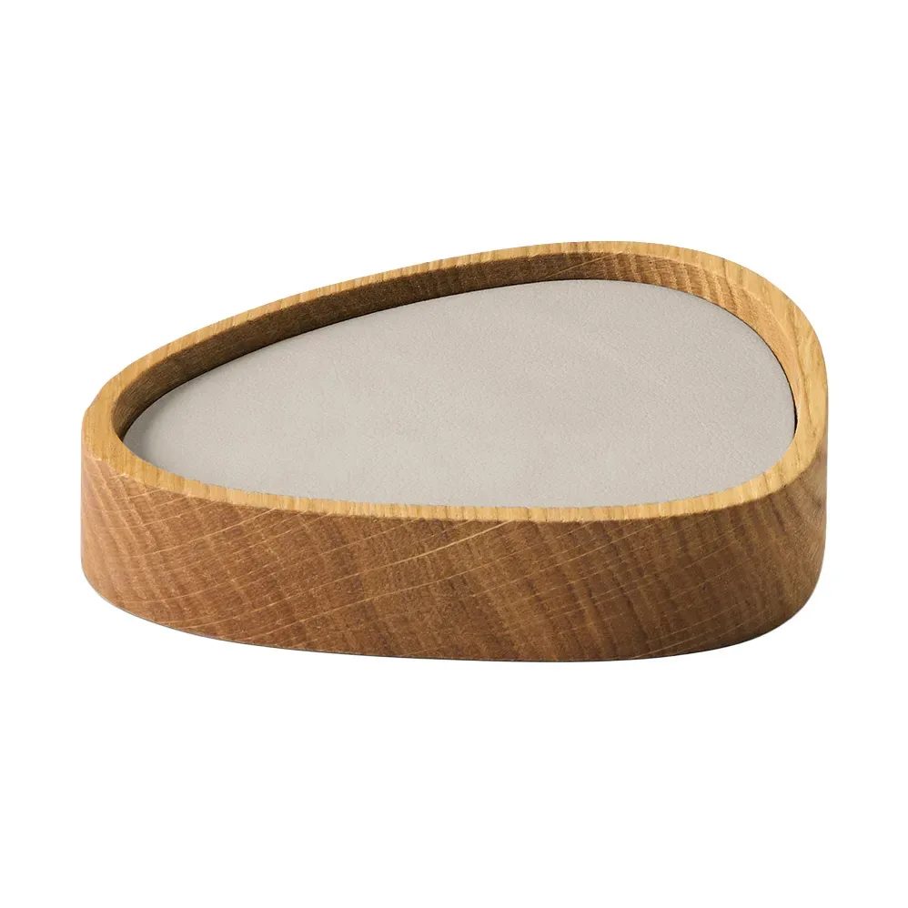 LIND DNA Wood Box Glasuntersetzer Set Nature-oak, curve, S, Nupo oyster white, 9-teilig