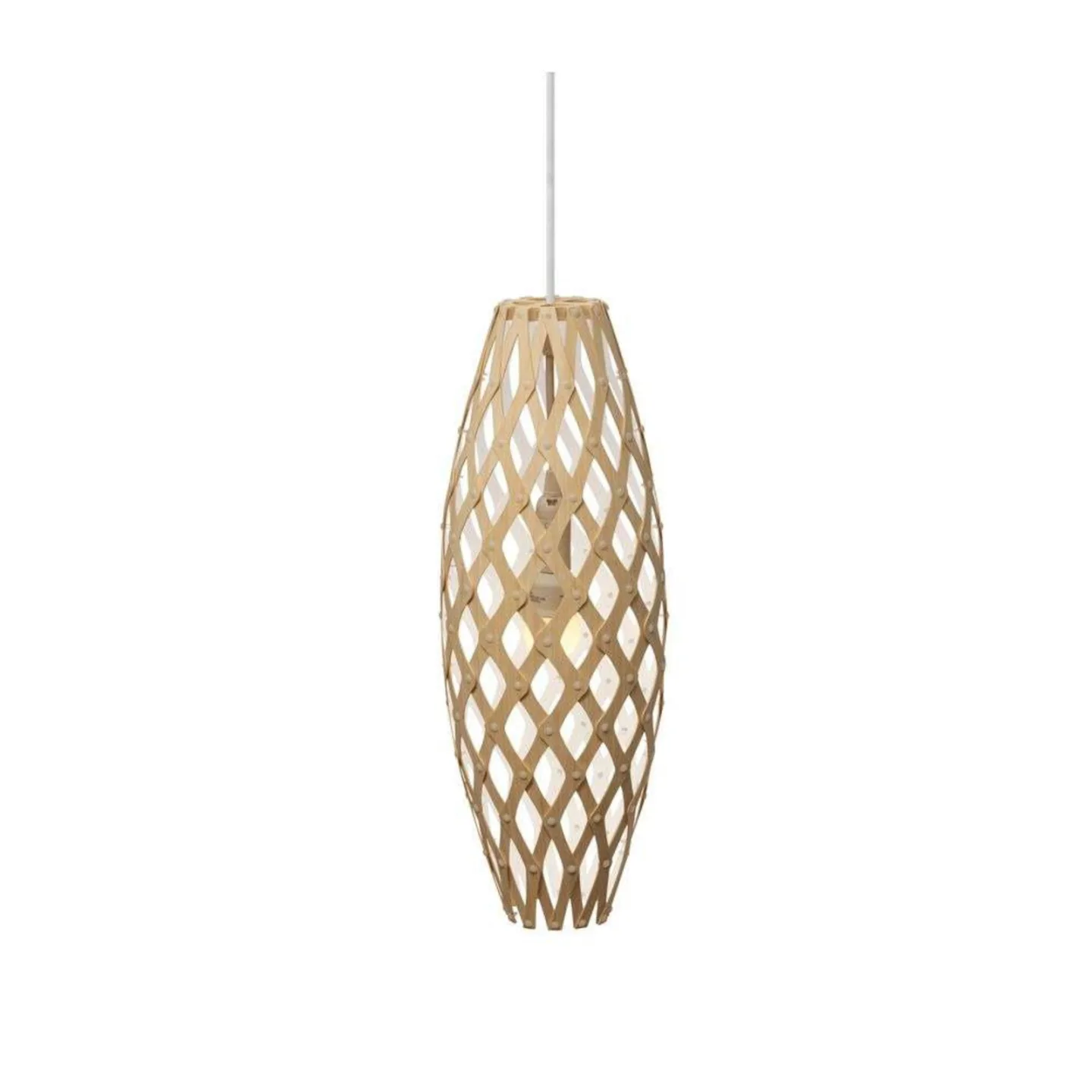 Hinaki Pendelleuchte H50 Weiß 1 Seite - David Trubridge - Wohnzimmer - Bambus